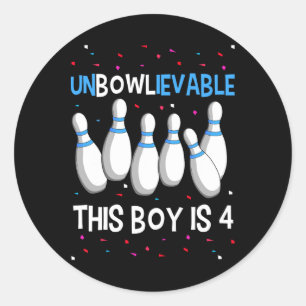 Sticker Rond Incombable Ce Garçon Est 4 Anniversaire Fête Bowli