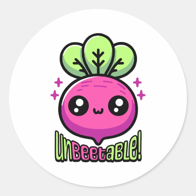 Sticker Rond Incroyable ! Cute Beet Vegetable Pun (Devant)