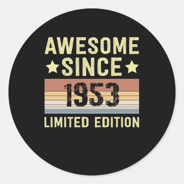 Sticker Rond Incroyable depuis 1953 Rétro 69 Ans Anniversaire (Devant)