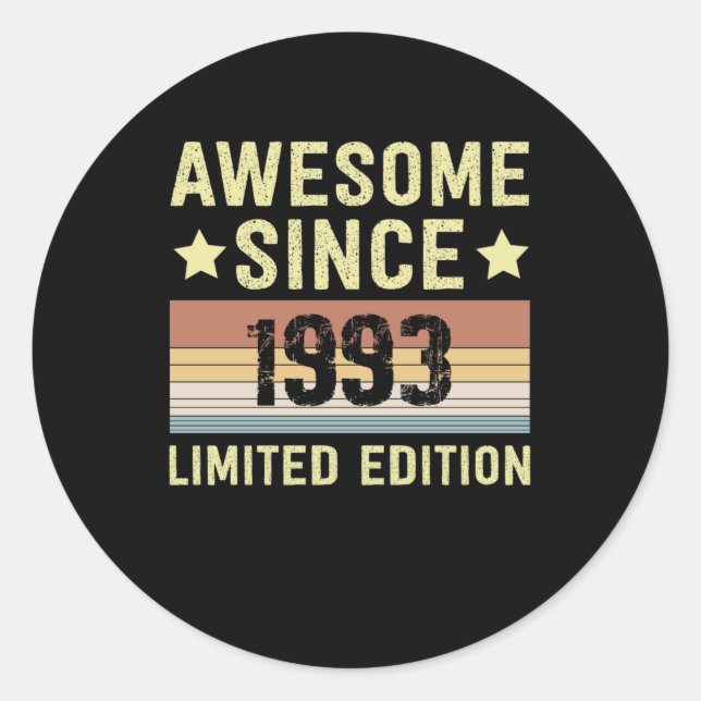 Sticker Rond Incroyable depuis 1993 Anniversaire (Devant)