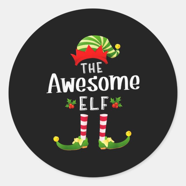 Sticker Rond Incroyable Elfe de Noël Combinaison de Pyjama X-ma (Devant)