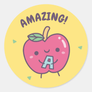 Sticker Rond Incroyable jolie pomme rouge Récompense positive
