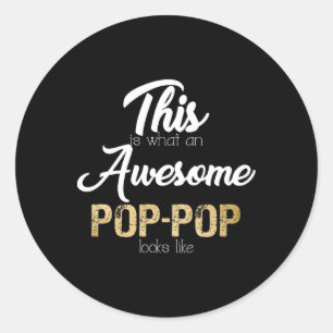 Sticker Rond Incroyable Papi Spécial Super Grand-père 