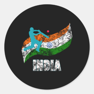 Sticker Rond Inde Drapeau cricket indien