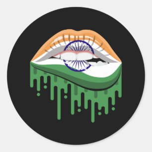 Sticker Rond Inde lèvres drapeau de la racine de fierté