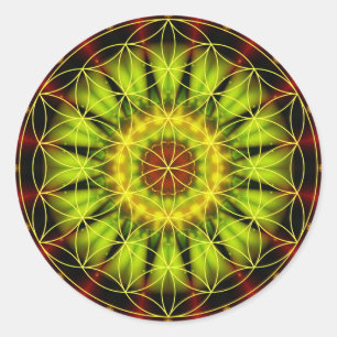 Sticker Rond Indépendance Mandala avec fleur de vie par Tutti