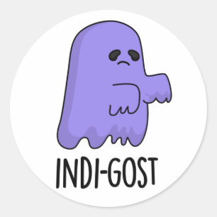 Sticker Rond Indi-gost Funny Halloween Indigo Ghost Pun