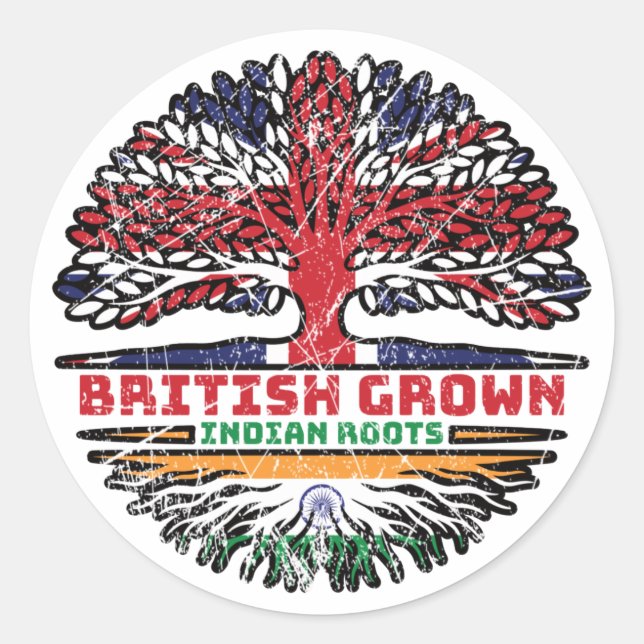 Sticker Rond Indian India Uk United Kingdom British Tree (Devant)