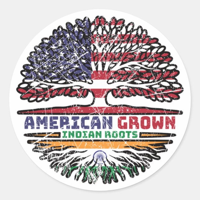 Sticker Rond Indian India US American États-Unis Tree (Devant)