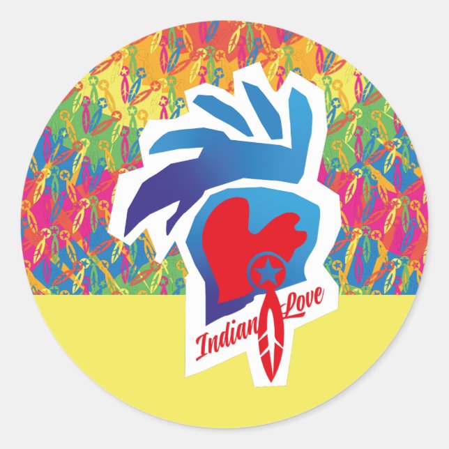 STICKER ROND INDIAN LOVE HEART BY MASANSER (Devant)