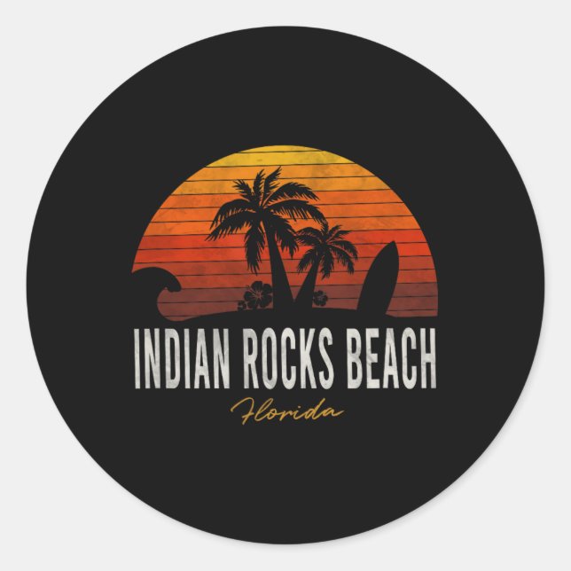 Sticker Rond Indian Rocks Beach Floride Fl Palms Surf de vacanc (Devant)