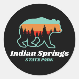 Sticker Rond Indian Springs State Park Georgia GA Bear Retro