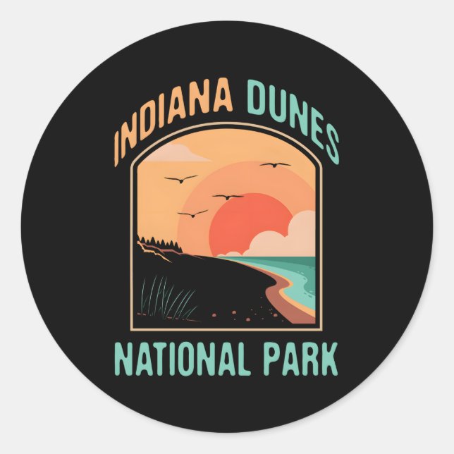 Sticker Rond Indiana Dunes National Park Us (Devant)