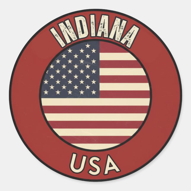 Sticker Rond Indiana États-Unis d'Amérique  (Devant)