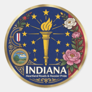Sticker Rond Indiana, l'héritage de l'État Hoosier ✦