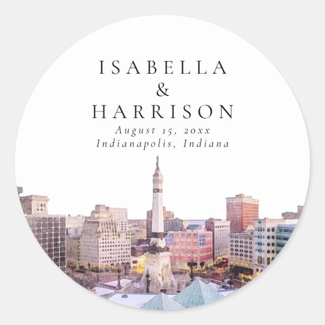 Sticker Rond INDIANAPOLIS Indiana Destination Skyline (Devant)