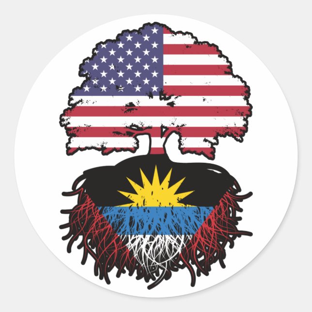 Sticker Rond Indicateur Antiguan American USA Tree Roots (Devant)