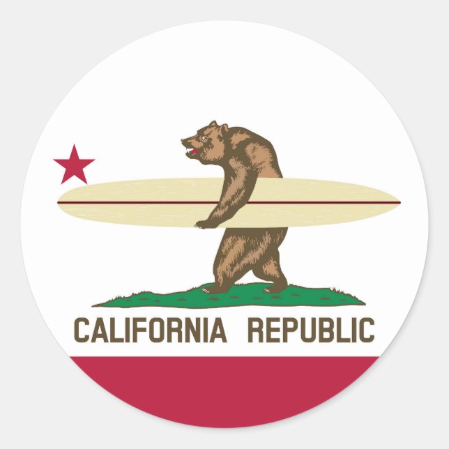 Sticker Rond Indicateur California Surfer Bear (Devant)