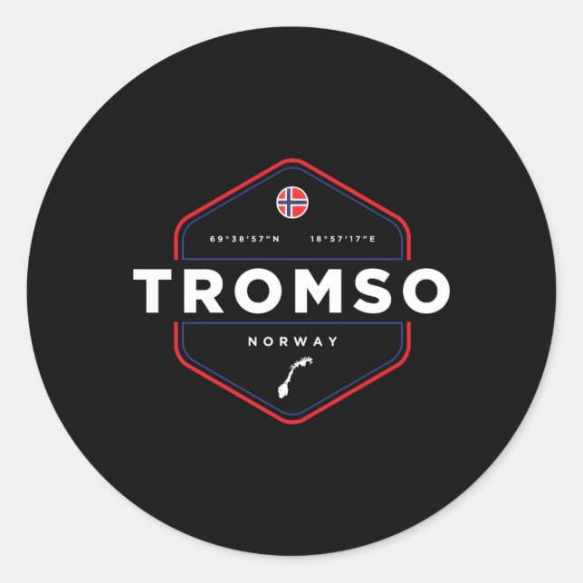 Sticker Rond Indicateur Carte Tromso Norvège (Devant)