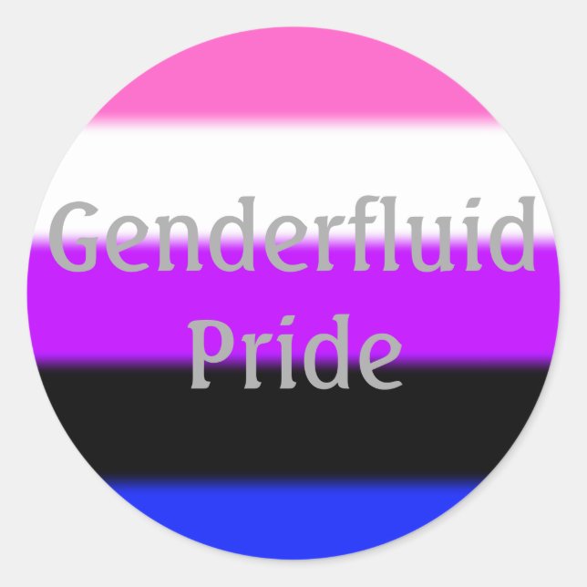 Sticker Rond Indicateur de la fierté genderfluide (texte) (Devant)