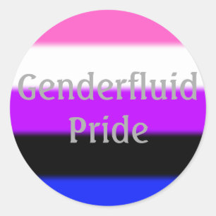 Sticker Rond Indicateur de la fierté genderfluide (texte)
