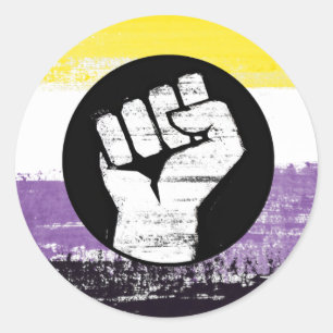 Sticker Rond Indicateur de manifestation non binaire peinte
