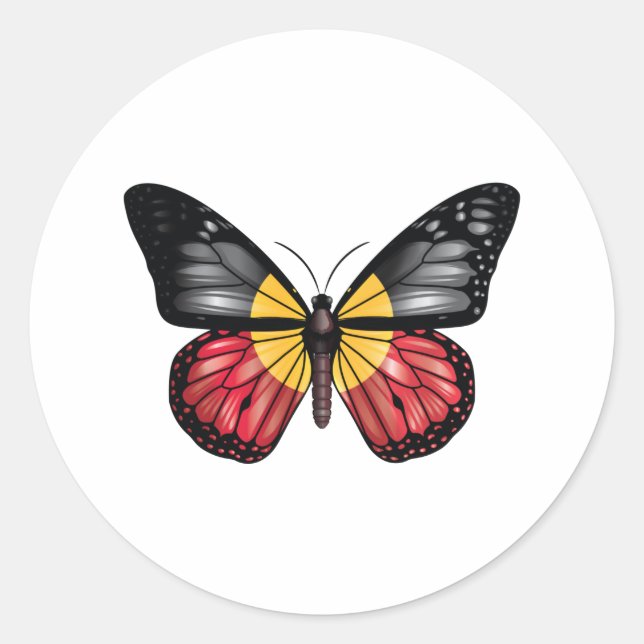 Sticker Rond Indicateur de papillon monarque Aborigine (Devant)
