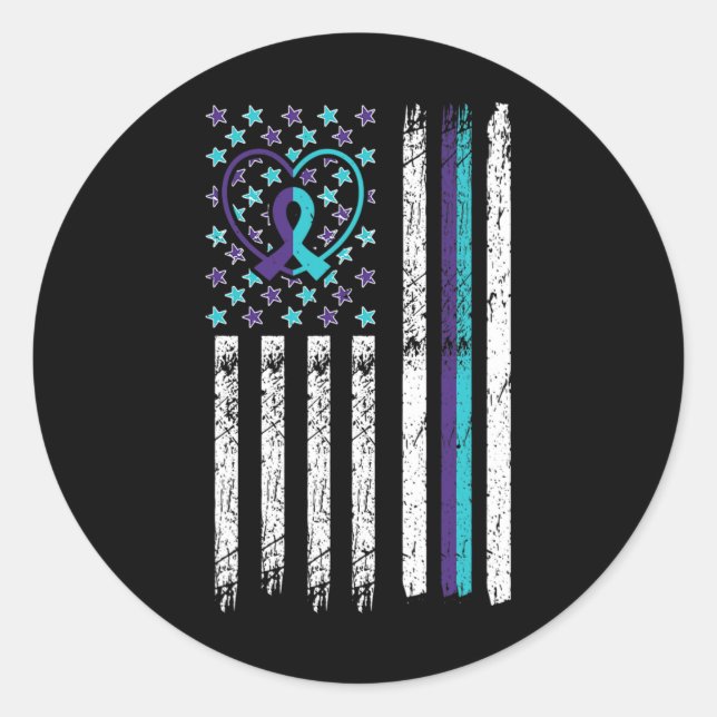 Sticker Rond Indicateur de sensibilisation au suicide Anxiété s (Devant)