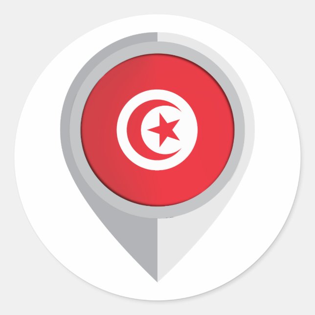 Sticker Rond Indicateur d'emplacement de la broche Tunisie (Devant)
