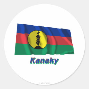 Sticker Rond Indicateur Kanaky Waving avec nom