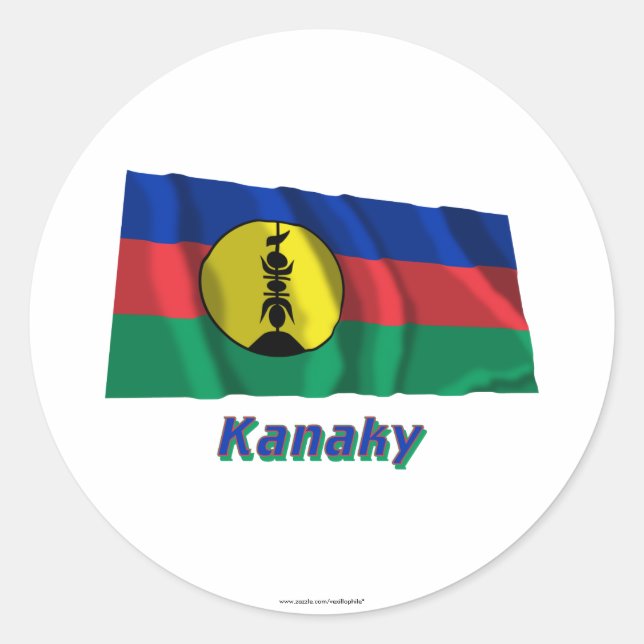 Sticker Rond Indicateur Kanaky Waving avec nom (Devant)