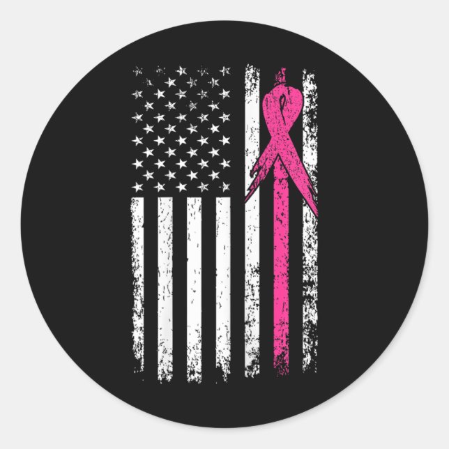 Sticker Rond Indicateur Pink Ribbon Mois de sensibilisation au  (Devant)