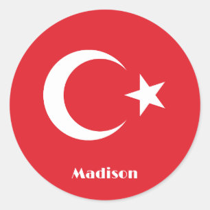 Sticker Rond Indicateur Turquie de nom personnalisé