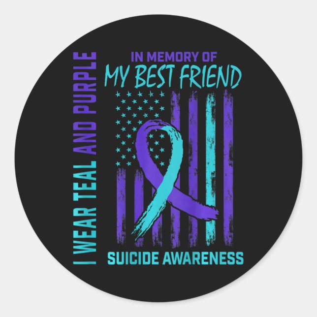 Sticker Rond Indicateur turquoise de sensibilisation au suicide (Devant)