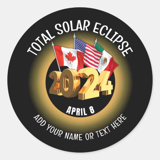 Sticker Rond Indicateurs d'ECLIPSE SOLAIRE 2024 personnalisés (Devant)