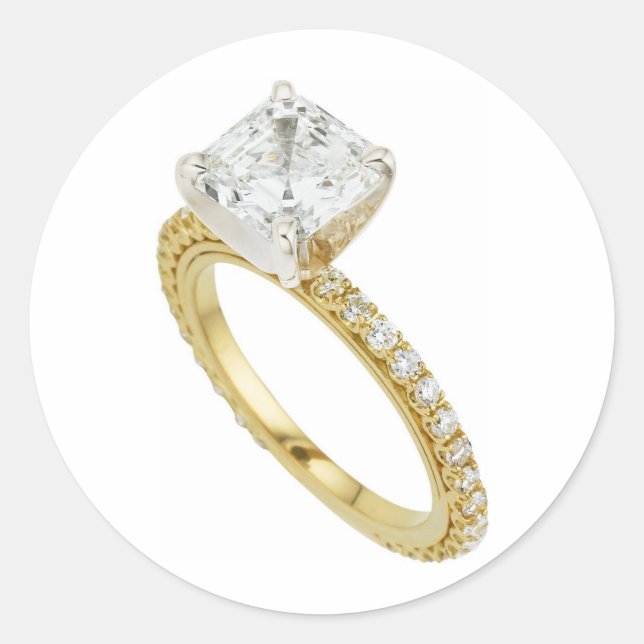 Sticker Rond Indication d'anneau de Fiançailles de gros diamant (Devant)