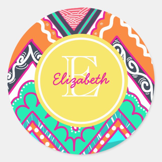 Sticker Rond Indie Chevron (Devant)