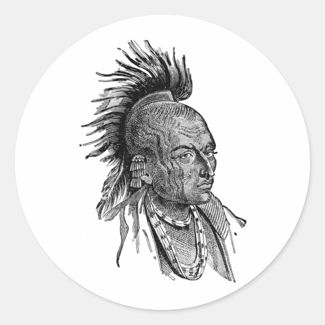 Sticker Rond Indien américain (Devant)