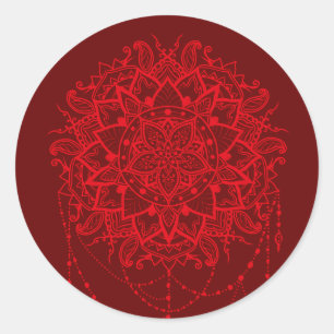 Sticker Rond Indien de Bourgogne de conception de mandala
