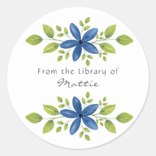 Sticker Rond Indigo Aquarelle Florale Swag 2