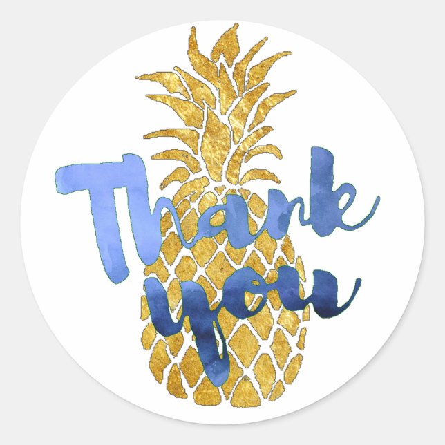 Sticker Rond indigo blue merci pour l'ananas (Devant)