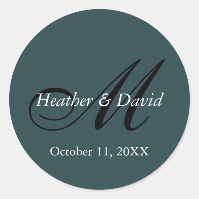 Sticker Rond Indigo Color Stylo mignon Monogram Mariage (Devant)