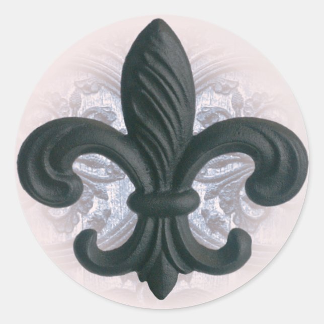 Sticker Rond indigo/rose "fer fleur de lis" invitation sceaux (Devant)