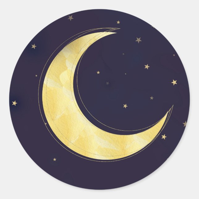 Sticker Rond Indigo Star Fall Rose Floral Moon Baby shower (Devant)