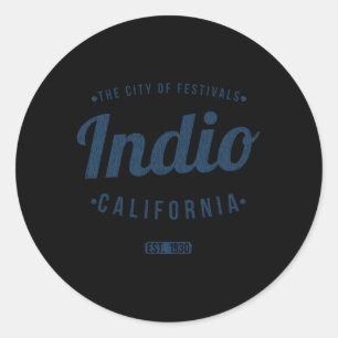 Sticker Rond Indio California Minimalist Ca Indio