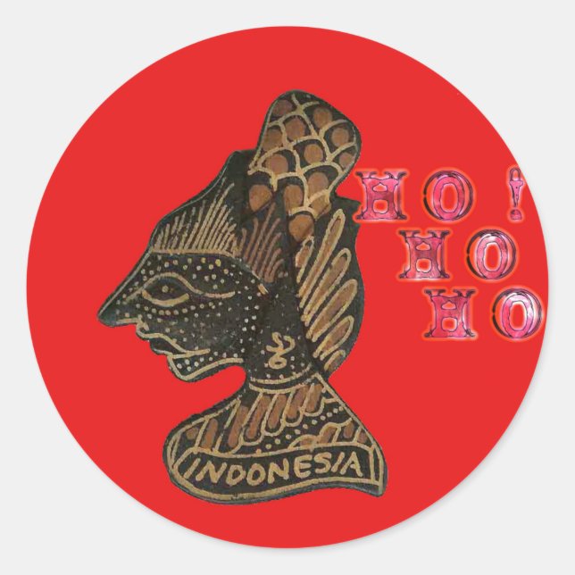 Sticker Rond Indonesi Shadow Puppet Hohoho Design sur toile rou (Devant)