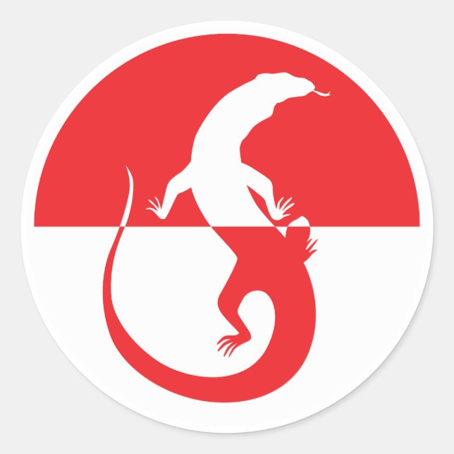 Sticker Rond Indonésie Komodo dragon Monitor Indonésie (Devant)