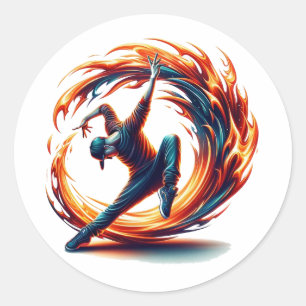 Sticker Rond Inferno Spin - Stimuler l'esprit de Breakdance