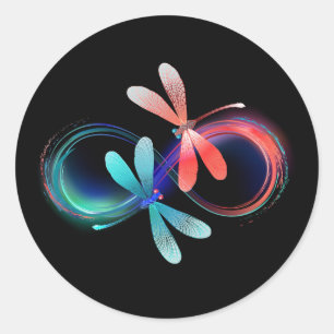 Sticker Rond Infini avec des libellules lumineuses