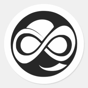 Sticker Rond Infinité simple Élégance en noir et blanc
